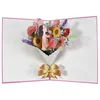 Gift Cards Mothers Day Greeting Card 3D Paper Bouquet Popup Cut Folded Card with Small Card for Birthday Holiday Thanksgiving Gifts Z0310