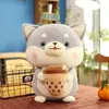 Nuovo giocattolo peluche Akita Dog Plushing all'ingrosso carino grande shiba inu sleep slmow tazza di tazza di tazza di latte tazza di latte di latta