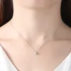 Ny europeisk trend Shiny Zircon S925 Silver Pendant Necklace Brand Classic Design Minimalist Style Necklace Sexig Women Clavicle Chain Jewelry