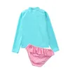 Eendelig Flamingo-badpakset Meisjes 2-delige zonbescherming Rash Guard-set Kinderen Meisjes Strand Lange mouw Zwemshirt en shorts