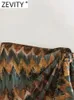 Spódnice Zevity Women Vintage Geometryczne nadruk Netkted mini sarong spódnica Faldas Mujer żeńska frezowanie frędzlowe swobodne zamek błyskawiczne qun1436 230309