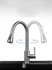 Robinets de cuisine blanc mitigeur extractible trou de robinet pivotant 360 degrés mélangeur d'eau acier inoxydable couleur Chrome noir