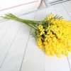 Flores decorativas 48 cm de menosa amarelo artificial Plantas da selva tropical Folhas de plástico falsas Faux Flocking Bouquet para escritório em casa