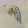 Eheringe, schlicht, für Damen, Party, Finger, schillernder kubischer Zirkon, Jahrestag, weiblicher Geschenkantrag, Ring, zeitloser klassischer Schmuck