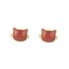 Ooringen Yuexin S925 Sterling Silver Women's Oorrings Simple Kitten Fashion ingelegd Hetian Yunan Red Agate