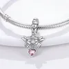 Pandora Original S925 Sterling Silver Angel Wings Pink Love Heart Charm Beads adatto per bracciale gioielli di moda fai da te