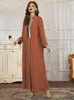 Casual Dresses Toleen Women Elegant Maxi Long Dress 2023 Autumn Luxury Patchwork Ramadan Abaya Muslim Turkiet African Evening Party Robe