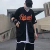 Män s casual skjortor män kort ärm vintage mode streetwear kläder hip hop v hals baseball outwear koreansk stil harajuku leisure skjorta 230309