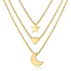 Naszyjniki wiszące mody Gold Star Moon Clavicle łańcuch Naszyjnik dla kobiet retro dziewczyna miłość wielowarstwowa impreza biżuterii