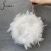 Midjepåsar JXWatcher Natural Ostrich Feather Party Evening Clutch Bag Designer Luxury Wedding Dress Purse Handväska Lady Shoulder 230310