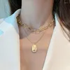 Pendant Necklaces Women Simplicity Metal Geometric Oval Charming Silver Color Neck Link Chain Necklace Jewelry Collier