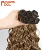 Perucas sintéticas Moda Idol Afro pura-pura de cabelo cacheado e sintético 24-28 polegadas 6pcs/lote ombre tecelões loiros para mulheres negras 230227