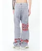 メンズジーンズハイストリートホップデストラストブラシをかけた刺繍されたバギーストレートレッグデニムパンツマン女性230309