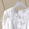 Women's Blouses Lace Patchwork White Women Shirts Summer Design 2023 V-hals Lange mouwen elegante kantoor dame uit het daman