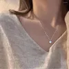 Choker 2023 Korean Fashion 925 Sterling Silver Jewelry Simple Gold Chain Shiny Crystal Zircon Pendant Necklaces For Women Gift