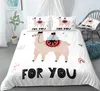 Bedding Sets Alpaca Set Cartoon Animal Bed Linen Kids Duvet Cover Girls Boys Home Textiles Microfiber Bedclothes White