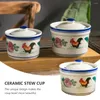 Bowls Pot Stew Ceramic Bowl Soup Lid Cup Cooking Steaming Serving Steam Onion Egg French Noodle Porcelain Casserole Pan