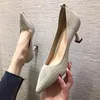 Dress Shoes Office Lady High Heels Breathable Stretch Fabric Pumps Women Black Basic Pump Pointed Toe Zapatos Mujer Spring