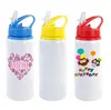 Portable 600ml Sippy Cups DIY Sublimation Blanks 20oz Water Bottle Kids Sport Tumbler Aluminum Mug Drinking Cup With Straws Lids FY5406 bb0310