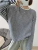 Womens Hoodies Sweatshirts BGTEEVER Autumn Casual Striped Pullovers Women Knitted Cotton Female Longsleeved Loose Tops Tee Shirt Femme 230310