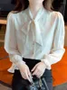 Camicette da donna QOERLIN Camicetta a maniche lunghe Camicie da donna Camicie eleganti Elegante fiocco Flare Abbigliamento da donna monopetto da ufficio 2023