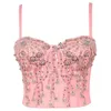 Bustier Corsetti Reggiseno con perline di fiori Corsetto Diamanti da donna Push Up Bustier Night Club Party Crop Top Donna 2023 Ropa Mujer Camis P902Bus