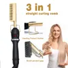 ヘアストレートナー2 in 1ヘアコームヘアストレートナーとヘアカーラー加熱コーム3モード電気フラットアイアンストレート化カーリングブラシカー230310