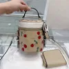 Designer Crossbody Bag For Women Luxury High Quality Leather Handbags Mini Bucket Purse Fashion Trend Cherry Pattern Makeup Shoulder Bags Purse 230428bj