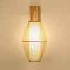 Lampade da parete Bamboo Lantern Shade Lamp Fixture Rustic Country Asian Japanese Sconce Light Home Camera da letto Soggiorno Corridoio