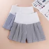 Maternity Bottoms Cotton Linen Womens Wide Leg Shorts Mother Nursing Belly Support Striped Pants For Pregnant Pregnancy Summer Clothes