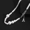 Choker Pearl -ketting met strass Letter Een hangende ketting mannen kralen kraag 2023 mode sieraden accessoires mannelijk