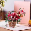 Presentkort 3D Foldbar Pop Up Flower Greetings Card Paper Flora Invitationskort för födelsedag Mothers Father's Day Wedding Anniversary Z0310