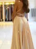 Casual Jurken Elegante Vrouwen Maxi Strand Satijnen Jurk Sexy Been Slit Lace up Avond Prom Gown Verstelbare Bandjes Bruidsmeisjekleding 230309