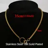 Choker Punk Hip Hop Thick Short Chain Circle Necklace Gold Color Stainless Steel Chokers Collar Women Neck Jewelry Party