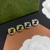 Women 18K Gold Stud Plated Luxury Brand Designers Letters Geometric Famous Ladies Round Crystal Rhinestone Pearl Earring Wedding Party Jewerlry GE-009