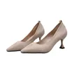 Dress Shoes Office Lady High Heels Breathable Stretch Fabric Pumps Women Black Basic Pump Pointed Toe Zapatos Mujer Spring