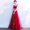 Ethnic Clothing Sexy Burgundy Spaghetti Strap Evening Dress Bride Backless A-Line Long Wedding Party Dresses Formal Gowns Vestido