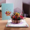 Cadeaubonnen 3D -opvouwbare pop -up bloemengroeten kaart paper flora uitnodigingskaart voor verjaardagsmoeders vadersdag huwelijksverjaardag z0310