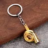 Nyckelringar Mini Turbo Turbocharger Keychain Spinning Turbine Nyckelring Zinklegering Metal Keyring Car Styling Återbetalningsbil Interio