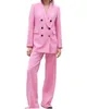 Women's Suits Blazers Pink Business Pant Suits for Women Plus Size Ladies Single Breasted BlazerPants for Work Pantsuit for Wedding Party Custom Made 230310