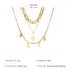 Anhänger Halsketten 3 Teile/satz Gold Farbe Multilayer Stern Stein Brief Boho Drop Halskette Für Frauen 2023 Choker Böhmischen Schmuck