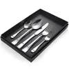 Servis set Silver Tablewarese Set 18/10 Rostfritt stål bestick 5st Kniv och gaffel Spoon Mirror Holiday Presentlåda