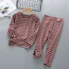 Pajamas Spring Fall Autumn Winter Boys Girls Pajamas Cotton Sleepwear Warm Thicken Kids Children Self-Heating Thermal Seamless 230310