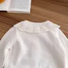 Kardigan Dziewczyna Dzowiernictwo Lotus Liście kołnierzy Sprężyn Boy Baby Cotton Haftert Flower Tops Niemowlę Casual Jacekts 230310