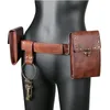 Midjepåsar Creative Vintage Belt Leather Plånbok Män packar Steampunk Double Pouch Bag 230310