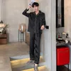 Men's Sleepwear Autumn Men's Trousers Pajamas Suit Plaid High Quality Silk Home Clothes Two-piece Suit for Men Luxury Pajamas for Sleep 230310