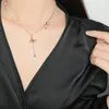 Kettingen 2023 Koreaanse trendy schattige parel choker vlinder kettingen voor vrouwen blauw kristallen hangschakeling ketting strass sieraden cadeau