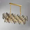 Landeliers Candelier de cristal moderno para comedor Decoración del hogar de lujo Luz de la luz colgante isla de cocina lámparas ovales cristales