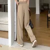 Женские брюки Capris Fashion карманы сплошной драпировки брюки весеннее лето корейская пуговица высокая талия свободные широкие брюки для ноги тренды женщины 230310