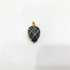 Wire Wrap Heart Agate Crystal Semi-Erecious Stone Charms Waterdrop Agate Gold Border Edge Pendant för smyckenillverkning